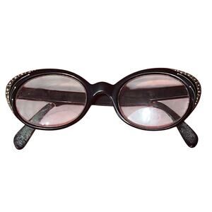 Vintage Sibyelle Eyeglasses Black Oval Cat Eye